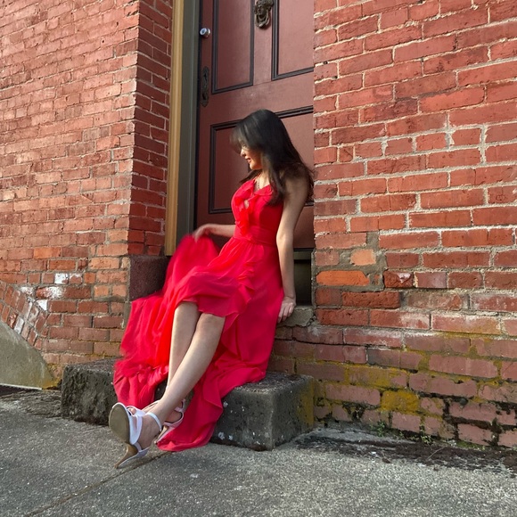 Long beautiful dress, model is 5’4, 117lbs, size medium/large - Picture 4 of 5